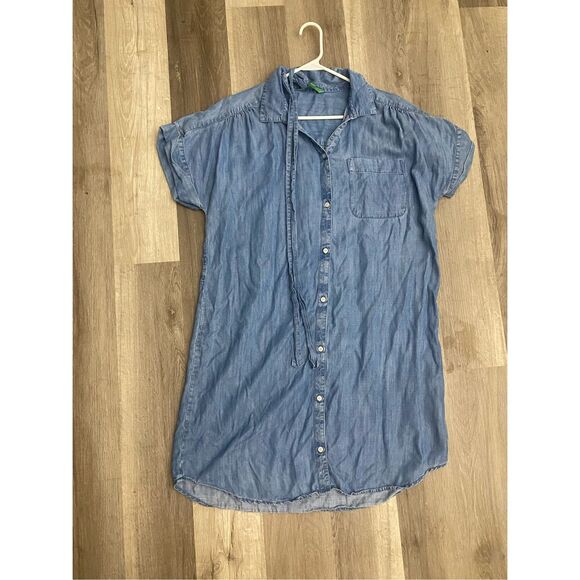 Dip Popover Chambray Dress, Blue Jean Belted Dress, Sz XL - Picture 5 of 7